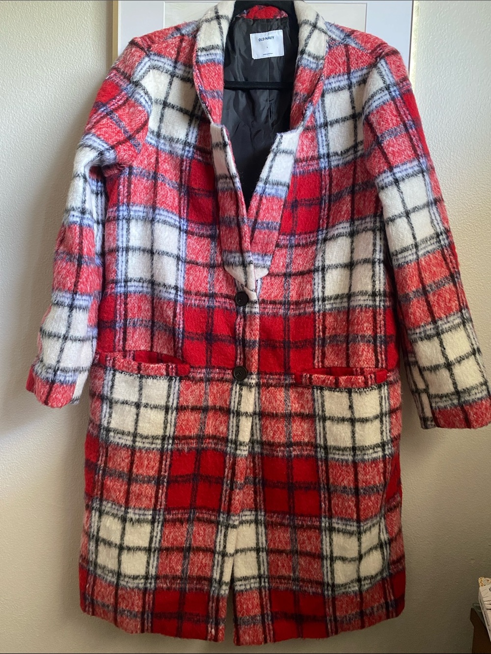 NWT Old Navy Christmas Plaid Coat, Sz L